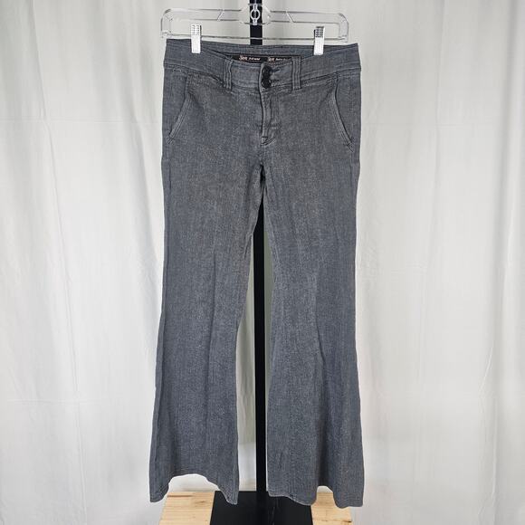 7 For All Mankind Gray Flared Pants Cotton Blend Size 27 Bell Bottom - Picture 1 of 4